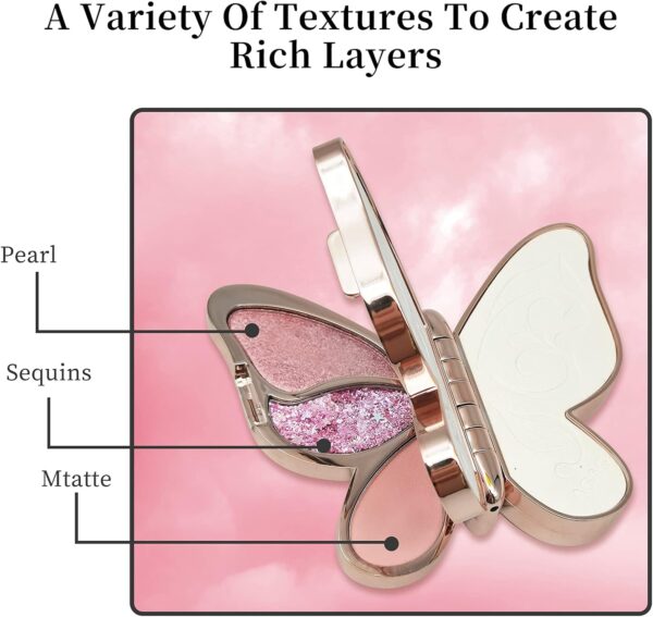 Erinde Butterfly Eyeshadow Palette Makeup, Matte Shimmer Metallic Eye Makeup, Highly Pigmented, Naturing-Looking, Blendable Long Lasting Waterproof Eye Shadow Palette, Valentine's Day Gifts Presents
