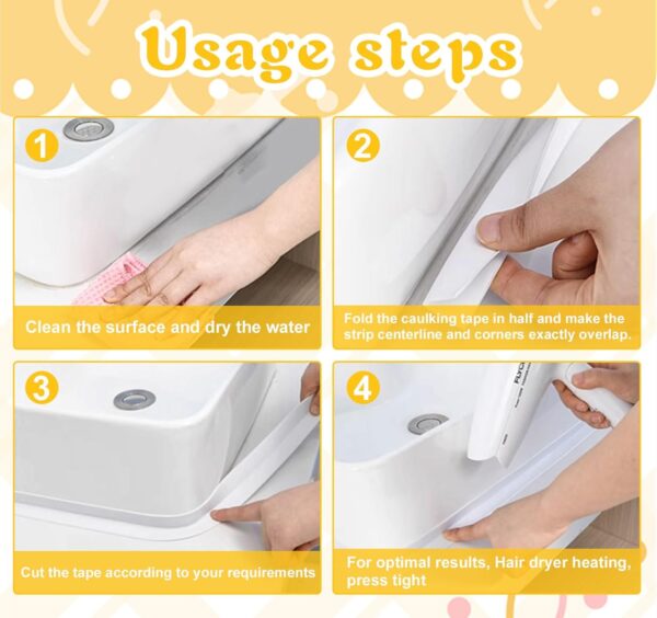 71B27NKSQzL._SL1500_.jpg Adorfine Bath Sealant Strip Self Adhesive 5MX5CM Caulk Strip Sealant Tape Bathroom Sealant White Waterproof Strong Sticky Simple Seal Tape for Shower,Toilet, Kitchen