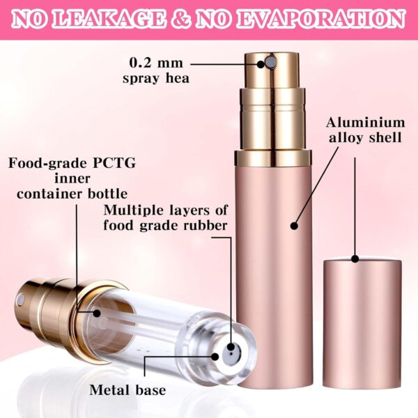 JIYIN 5ml Travel Perfume Refillable Bottle, 2 Pack Bottom-Filling Perfume Atomiser, Mini Portable Fragrances Cologne Dispenser, 0.17oz Travel Leakproof Perfume Sprayer for Women Men(Gold)