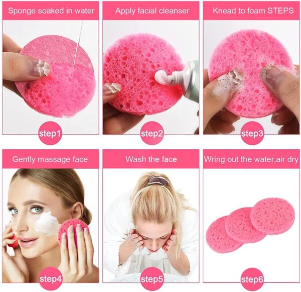 METUUTER 50 PCS Compressed Facial Sponges for Estheticians- 100% Natural Cellulose Face Sponge Professional Cosmetic Spa Sponges for Face Cleansing, Massage, Pore Exfoliating, Mask, Makeup Removal