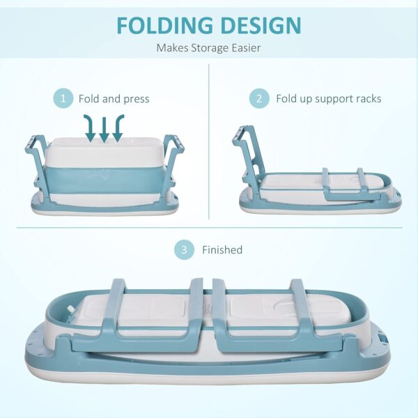 HOMCOM Foldable Bathtub Kids Bath Tub with Lid Large Freestanding Bathtubs Home Sauna for Toddler Children Teenage 1-12 Years