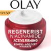 Olay Regenerist Niacinamide Day Cream Face Moisturiser SPF 30, Skincare with Niacinamide 99% Purity, Antioxidant Vitamin E. Anti Aging Skin Care: Renews, Firms and Hydrates. Non-Greasy, 50ml
