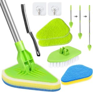 Shower Cleaning Brush, 3-In-1 Long Handled Scrubbing Brush 180° Rotatable Bathroom Tile Cleaner for Bathtub Tile Wall Floor