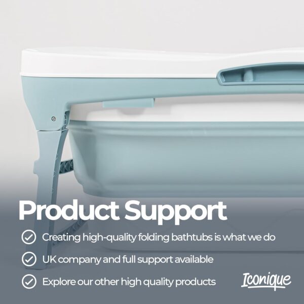 Iconique Collapsible Portable Folding Bath Tub | Portable Sauna, Freestanding, Shower, Cold Plunge Pool, Outdoor Pool, Ice Bathtub | 142cm x 60cm x 58cm | For Adults, Children, Pets, Dogs | Light Blue