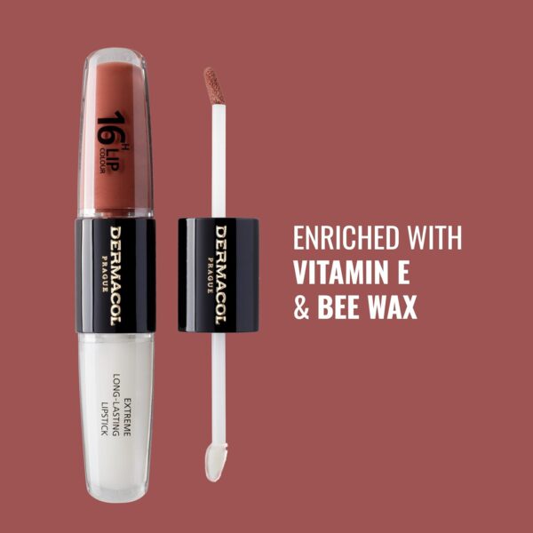 NEW Dermacol - 16-Hour Lip Colour, Highly Pigmented Glossy Lip Stain, Two-Phase Lip Plumper Gloss, Kissproof Lip Makeup Products with Matte and Glitter Finish, n. 23