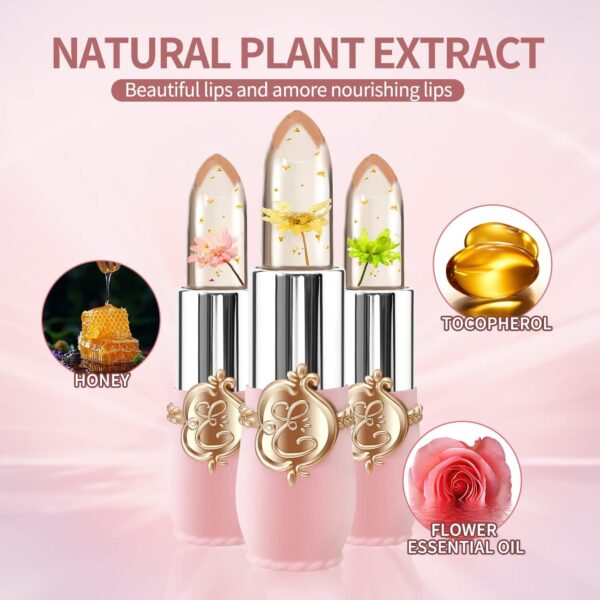 6 Packs Flower Jelly Lipstick Set Magic Temperature Color Change Lip Balm Long Lasting Moisturizer Lip Gloss Flower Jelly Lipstick Makeup Set (6PCS Set A)