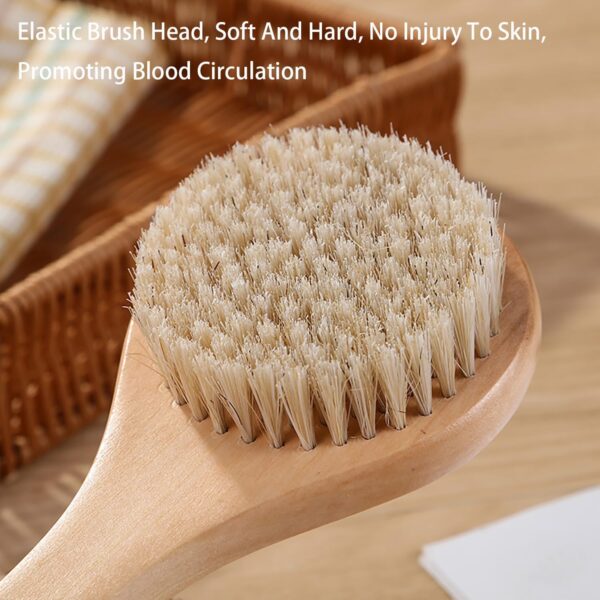 RUIENGCOMM Back Scrubber for Shower Natural Bristles Bath Brush Shower Brush with Short Handle Dry Bath Body Brush with Soft Natural Bristles for Exfoliating Skin