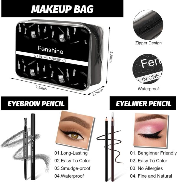 Professional All in one Makeup Set, Fenshine Cosmetic Make Up Starter Kit With Storage Bag Portable Travel Make Up Palette Eyeshadow Foundation Lip Gloss for Teenage & Adults (30PCS)