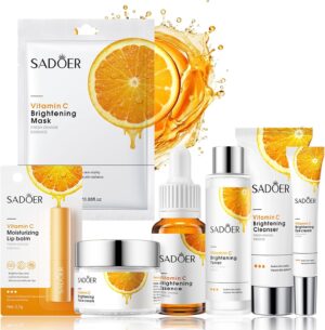 Xumann 7PCS Vitamin C Skincare Gift Set for Teen Girl, Skin Care for Teenage, Cleanser Toner Moisturiser Set for Women