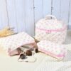 3PCS Makeup Bag Quilted Makeup Bags Set Cute Large Cosmetic Bag for Women Girls Coquette Aesthetic Toiletry Bag Travel Make Up Organizer Skincare Bag