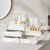 BTGGG Makeup Organiser Cosmetics Skincare Storage with Drawers Beauty Organiser for Vanity Jewelry Organizer Multifuctional Make Up Storage Box for Dressing Table Bedroom Bathroom, White