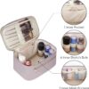 Makeup Bag Travel with Brush Compartment, Large PU Leather Cosmetic Organizer Case with Handle, Water-Resistant for Women, Purple (Patent Pending)