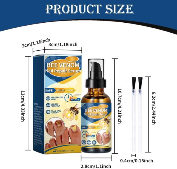 Nail Growth Bee Venom Treatment Serum, Nail Strengthener Cuticle, Foot Care Soothing Serum for Athletes Foot, Thick Toe Care 30ml