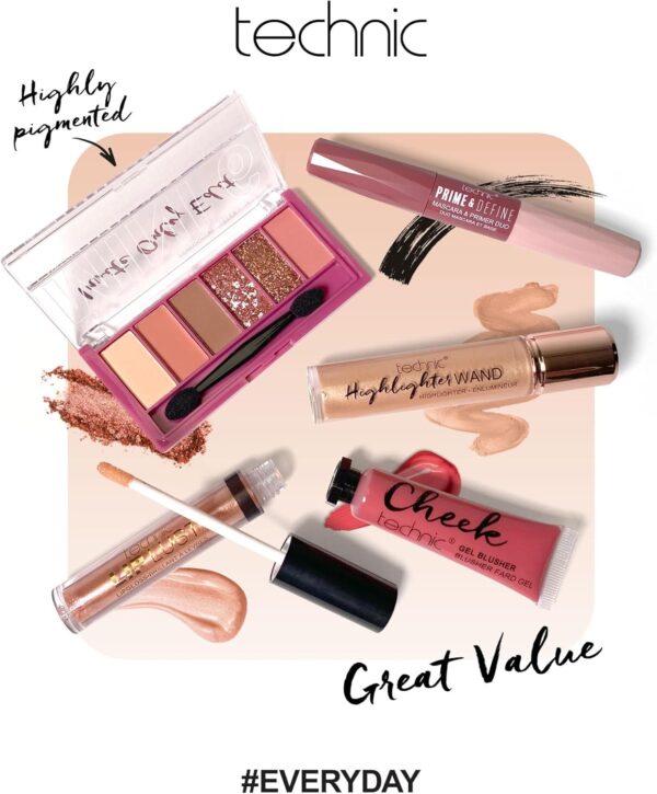 Technic Invite Only 5 Piece Cosmetic Gift set - 5 Full Size Makeup Products for Eyes, Face & Lips - Vegan & Cruelty Free