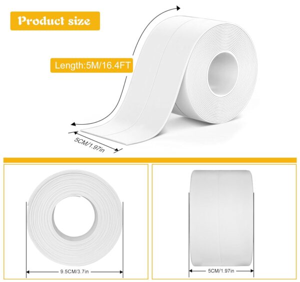 71E9IvDM33L._SL1500_.jpg Adorfine Bath Sealant Strip Self Adhesive 5MX5CM Caulk Strip Sealant Tape Bathroom Sealant White Waterproof Strong Sticky Simple Seal Tape for Shower,Toilet, Kitchen