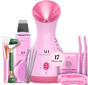 Facial Steamer Spa Kit with Complimentary 17 Skin Care Tools | Face Steamer for Facial Deep Cleaning with Towel Warmer & Humidifier Mode| Self Care Gifts for Women, Spa Gifts, Birthday Gifts for Women