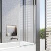 VeeBath Bath Screen Pivot Bath Shower Tempered Glass Screen Reversible Door Panel - 800 x 1400mm, Jade Round