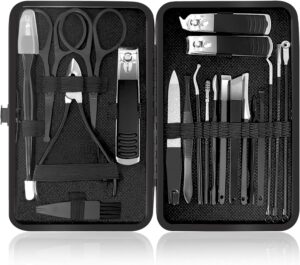 Manicure Set 21 Pcs Professional Pedicure Kit Nail Clippers Set Stainless Steel Care Tools Grooming Kit With Travel Case Cuticle Remover Toe Toenail Cutter Set For Thick Nails Men Women Gift (Black)