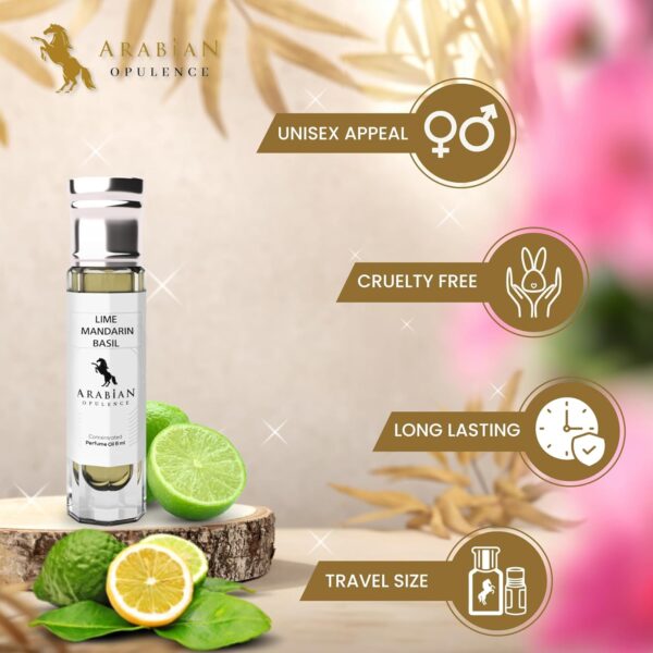 Arabian Opulence FR187 LIME, MANDARIN AND BASIL Roll-on Perfume Oil | Concentrated Fragrance Body Oil | Long Lasting Oil Based Perfume for Unisex | Alcohol-Free Travel Size Bottle (6ml)