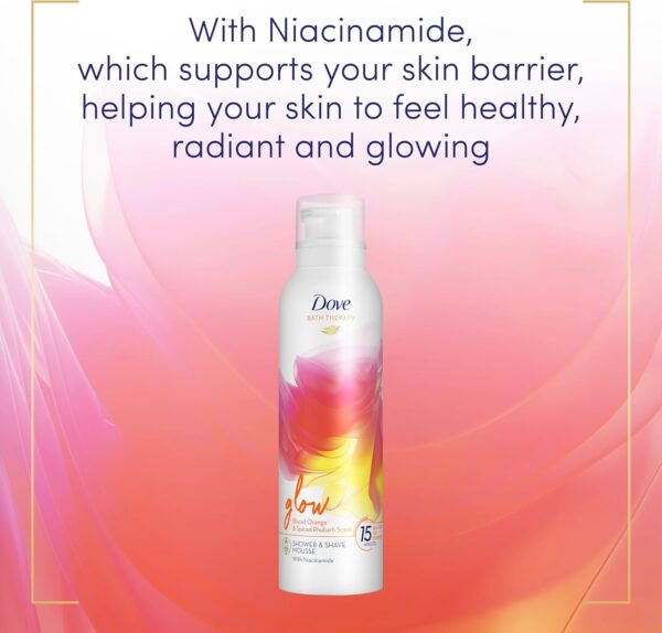 Dove Bath Therapy Glow Shower Mousse Shower Foam with a blood orange & spiced rhubarb scent and niacinamide 200 ml