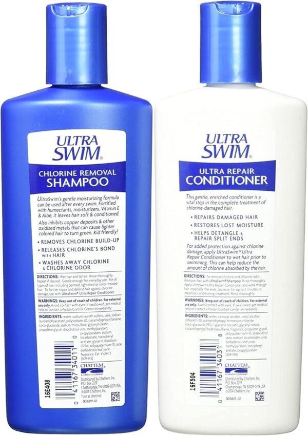 UltraSwim Chlorine Removal Shampoo and Repair Conditioner Set, 207mL x 2 - Repair, Protect and Nourish Your Hair After Swimming. Unique Formula Designed To Neutralise And Remove Chlorine From Hair