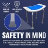 Bath Room Stool for Elderly - 6 Level Height Adjustable Aluminium Disabled Chair for Shower | Non-Slip Design with Padded Seat Drainage Holes Foot Pad | Bathroom Chairs Stools for Adults - Blue Seats