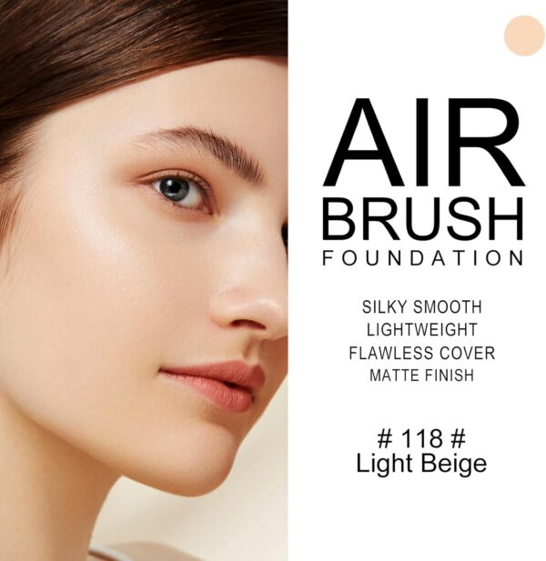 KYDA AirBrush Foundation Spray, Silky Foundation Makeup, High Coverage Smooth Creamy Finish, Lasting Lightweight Breathable, Moisturizing Makeup Primer (#118)