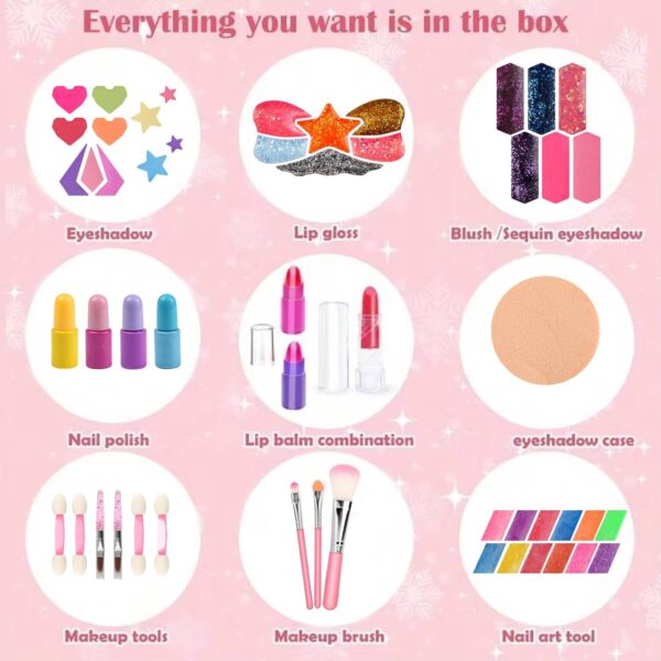 Kids Makeup Sets For Girls, 48pcs Washable Make Up Set with Glitter Lipstick, Eye Shadow, Costume Accessories, Childrens Games Toy Presents for Christmas Birthday, 3-12 Year Old Girls Gift (48)