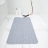 Extra Long Bath Mat Non Slip Anti Mould | 100x40cm Non Slip Bath Mats for Inside Bath, Strong Suction Cups Soft Touch Bath Mats for Bathroom, Shower Bathtub, Shower Mat Bathroom Accessory (Solid Grey)