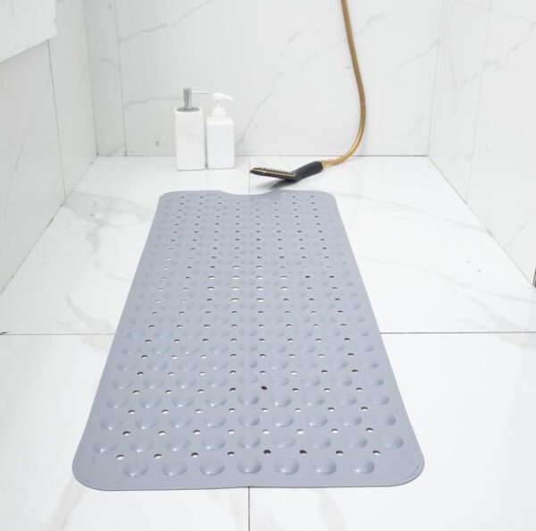 Extra Long Bath Mat Non Slip Anti Mould | 100x40cm Non Slip Bath Mats for Inside Bath, Strong Suction Cups Soft Touch Bath Mats for Bathroom, Shower Bathtub, Shower Mat Bathroom Accessory (Solid Grey)