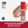 Rimmel Lasting Finish 35Hr Foundation 200 Soft Beige, Full Coverage, Hydrating, SPF20, Hyaluronic Acid, Vitamin E, 2% Niacinamide, All Day Wear, Vegan, Cruelty Free