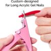 MelodySusie Acrylic Nail Clippers with 15Pcs Magnets Tip Cutters for Fake Gel Nails Sharp Professional Manicure Pedicure with Length Measurement Trimmer Nail Care Tools (Pink)
