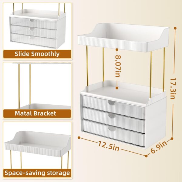 Makeup Organiser - Upgrade 2 Tier 3 Drawers Large Vanity Organiser, Versatile Cosmetic Organisers, Exquisite Bathroom Organiser Storage, Skincare Organisers, Dressing Table Organiser, Clear