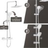 PURAGEIR Shower Mixer Set, Thermostatic Shower Set with 3 Functions Hand Shower, Shower Bar Set with Adjustable 8'' Overhead Rainfall Shower,Square Shape,Chrome
