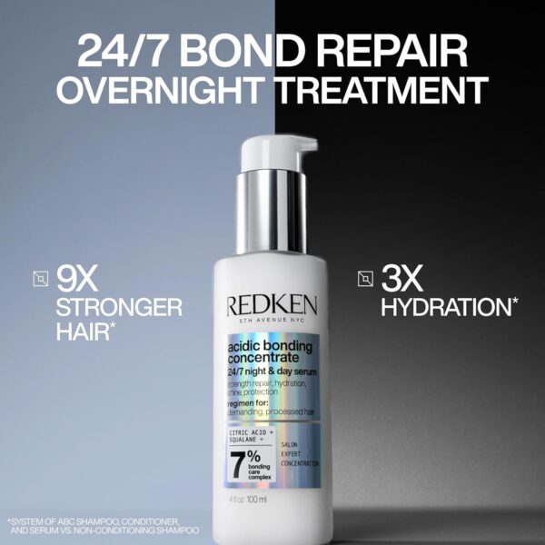 Redken Acidic Bonding Concentrate 24/7 Night and Day Hair Serum, Repairs & Strengthens, Bond Repair For Damaged Hair 100ml