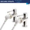 Croydex Secura Shower Head and Hose for Taps, 1750mm Hose Length, Suitable for High and Low Pressure Systems, Tap Shower Attachment, Compatible with Most Round or Oval Basin Taps, White