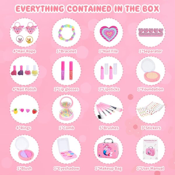 Kids Makeup Sets for Girls, Children Real Washable Make up Starter Kit, Princess Pretend Play Makeup Girls Toys with Cosmetic Bag, Christmas Birthday Present for 3 4 5 6 7 8 9 10 Years Old Girls