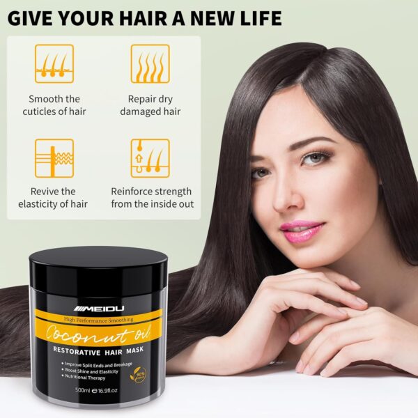 Hair Mask for Dry Damaged Hair, Keratin Hair, Deep Conditioning Hydrating for Coloured Hair, Coconut Oil Hair mask for Women with Curly Hair 500ML