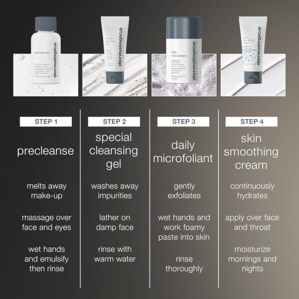 Dermalogica Discover Healthy Skin Kit, Polishes, Cleanses, Moisturisers, Precleanse 30ml, Special Cleansing Gel 15ml, Daily Microfoliant 13g, Skin Smoothing Cream 15ml , for All Skin Types