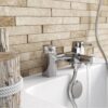 ENKI, Stella, BBT0265, Chrome, Bath Shower Mixer Taps with Slider Rail Kit Shower Attachment, Solid Brass, Easy Clean, Angular Design, Quarter Turn Valves, Easy to Install, 10-Year Guarantee