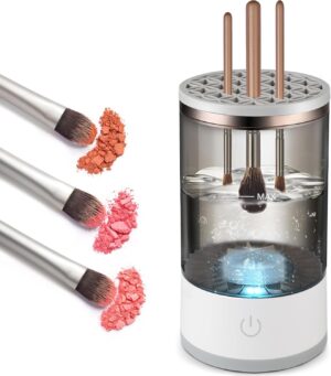 Electric Makeup Brush Cleaner Machine,USB Automatic Makeup Brush Cleaner,Quick Wash in Seconds Cosmetic Brushes Cleaning Tools,Hand Free Make up Brush Cleaner Set for Cleaning and Drying
