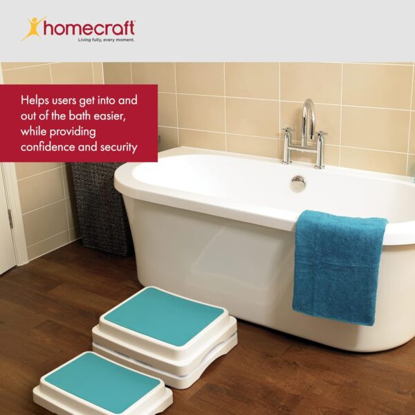 Homecraft Savanah Modular Bath Step, Aid for Getting Into and Out of Bath or Shower, Textured Slip Resistance Step, Stackable for Customer Height, Adjustability