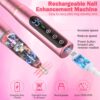 NAILGIRLS Rechargeable Cordless Nail Drill Machine, Portable Electric 35000RPM Professional File for Acrylic Gel Nails, Efile Manicure Pedicure Polishing, Pink