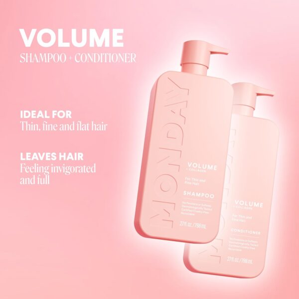 MONDAY HAIRCARE Volume Shampoo + Conditioner Set (2 Pack) 27oz Each for Thin, Fine, and Oily Hair, Made from Coconut Oil, Ginger Extract, & Vitamin E, 100% Recyclable Bottles
