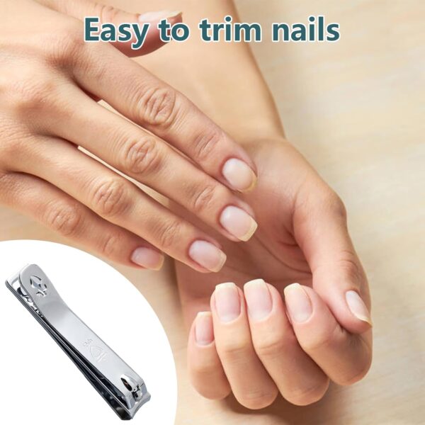 Stainless Steel Nail Clippers and Ear Picking Set, Professional Large Opening Toenail Clippers, Ergonomic Nail Care Tools, Precision Nail Cutters for Thick Nail, Include Ear Scoop for Ear Wax Removal