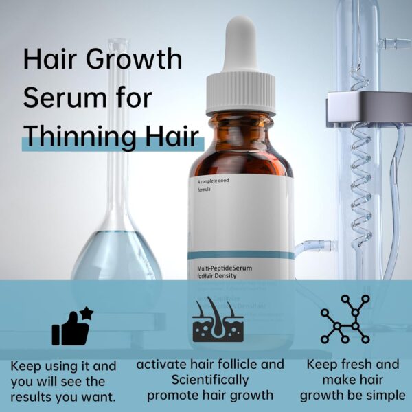 Hair Growth Serum for Thinning Hair, 30mL Vegan Multi Peptide Hair Serum for Hair Growth, Natural Frizzy Hair Serum for Men & Women.