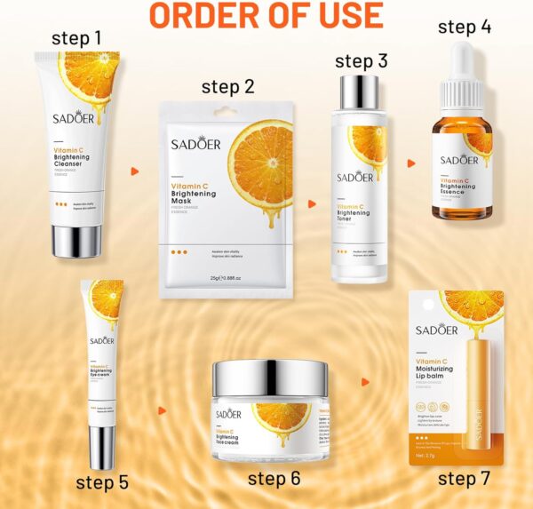 Xumann 7PCS Vitamin C Skincare Gift Set for Teen Girl, Skin Care for Teenage, Cleanser Toner Moisturiser Set for Women