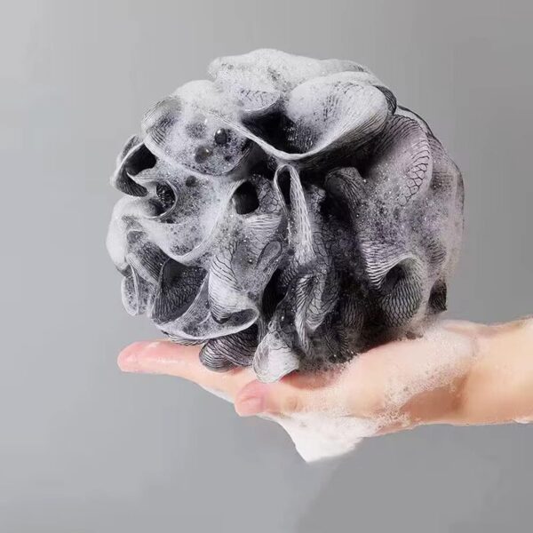 71H41dKE6L._AC_SL1500_.jpg 2 Pack Mesh Pouf Bath Sponge with Clear Travel Toiletry Bag Black+White Mesh Loofah Body Exfoliating Shower Ball Shower Sponge with 2 Wall Hooks