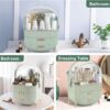 SIOOUI Makeup Organiser for Vanity, Portable Waterproof Dustproof Bathroom Organizer and Storage with Lid, Cosmetic Display Case Skincare Organizers (Mint Green)