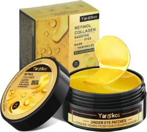 60 Pcs 24K Gold Under Eye Patches, 30 Pairs Women Undereye Mask for Puffy Eyes Dark Circles Treatment, Beauty Skin Care Products, Men Collagen Gel Pads Hydrating for Eye Bags Puffiness Wrinkle
